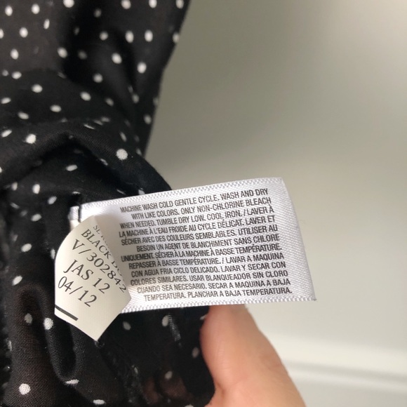 Old Navy Black Ruffle Blouse with White Polka Dots - Picture 5 of 6